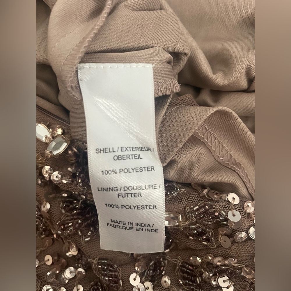 Adrianna Papell Sequin Embellished Cocktail Dress - Beige - Picture 13 of 13